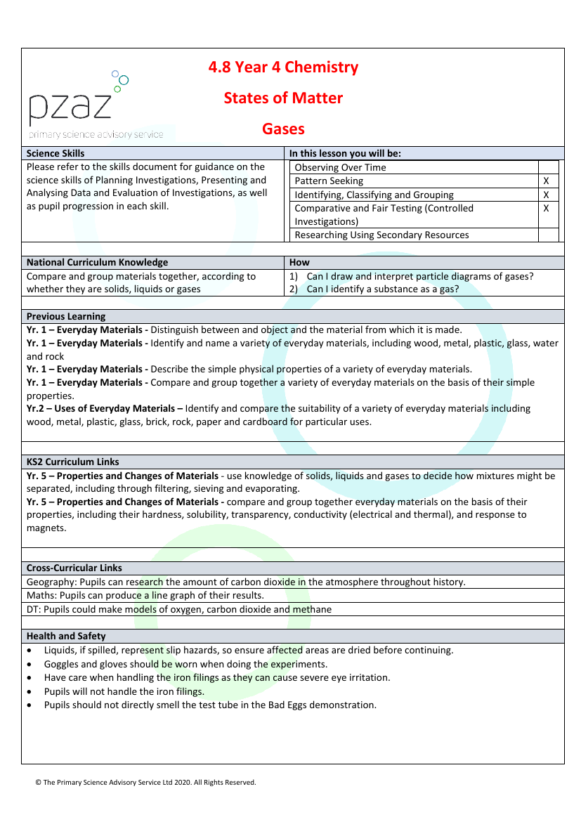 Gases - Lesson Plan