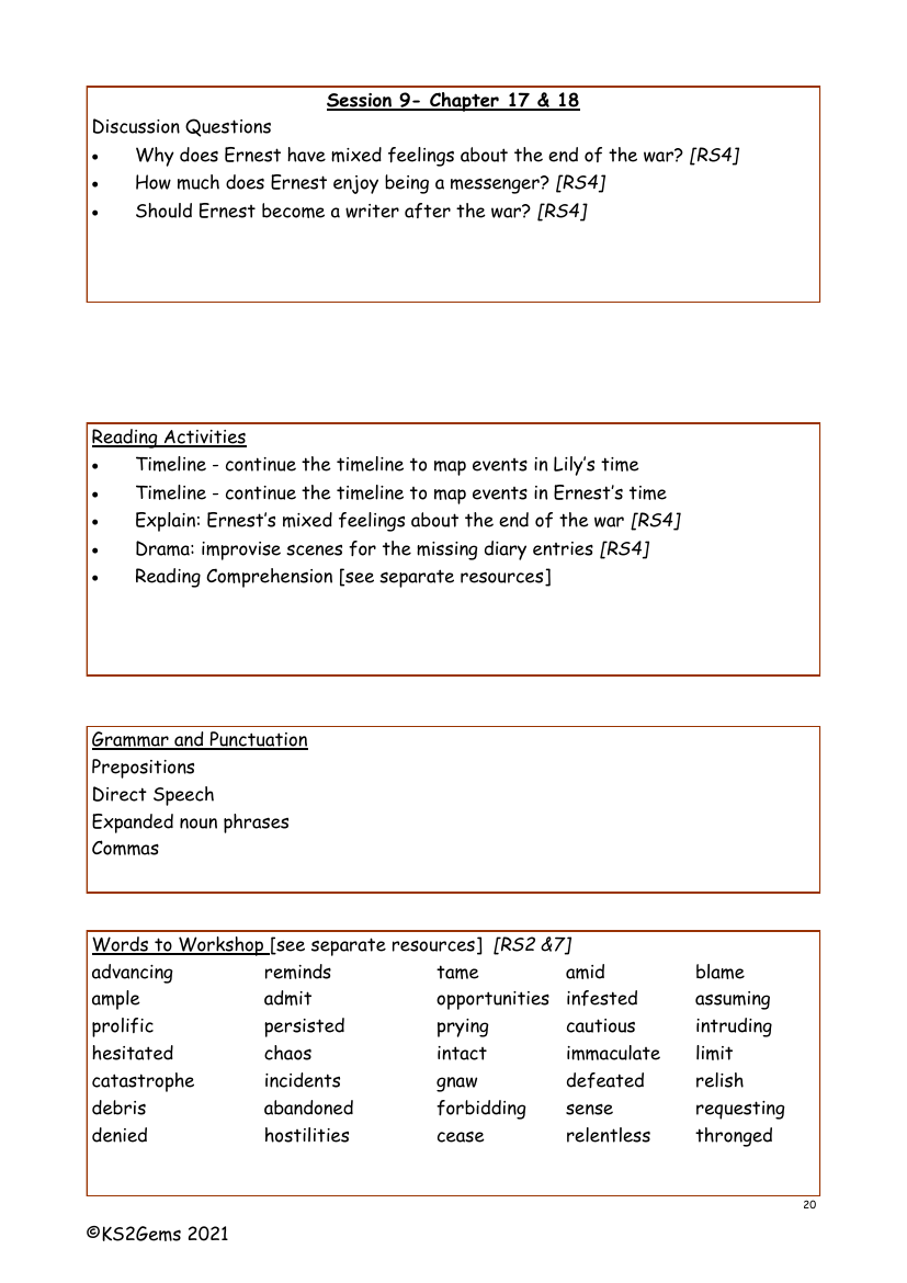 Armistice Runner - Session 9 - Worksheet