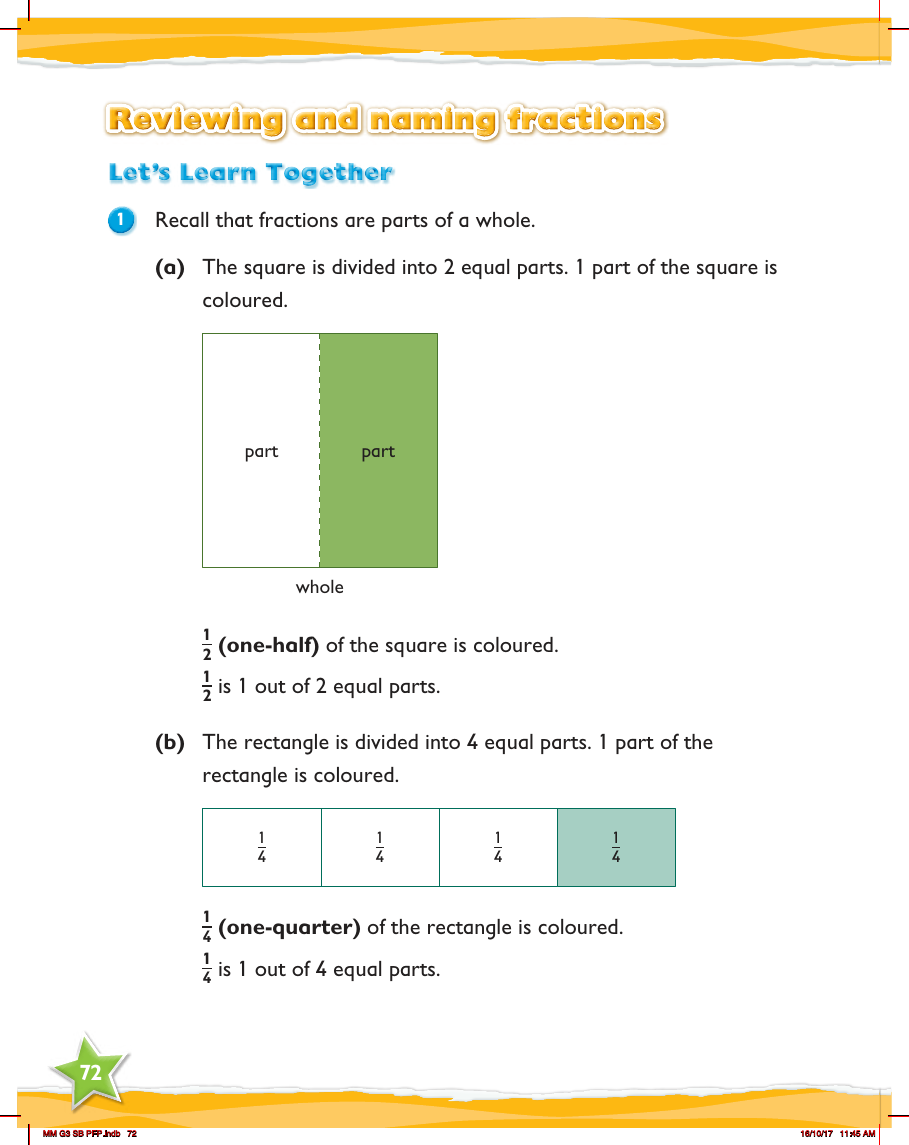 Max Maths, Year 3, Learn together, Reviewing and naming fractions (1)