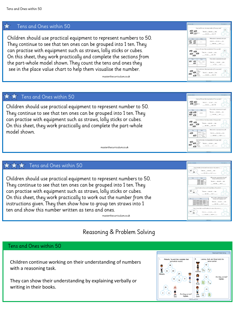 Place value - Tens and ones within 50 - Worksheet