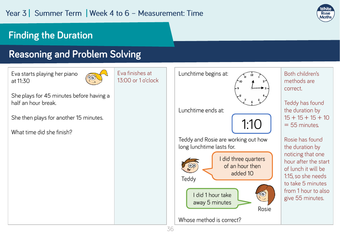 Finding the Duration: Reasoning and Problem Solving