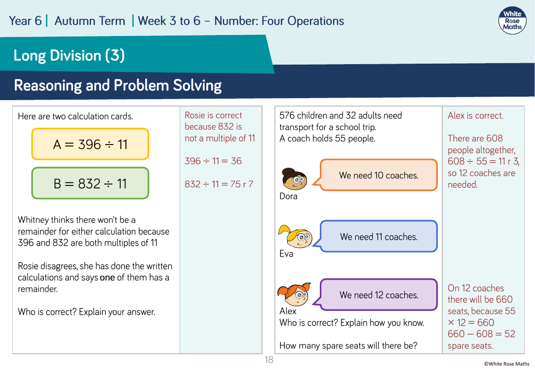 Long division (3): Reasoning and Problem Solving