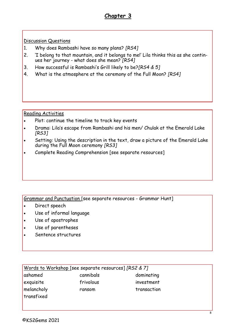 The Firework Maker's Daughter - Chapter 3 - Worksheet