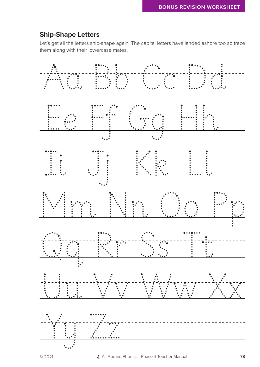 Week 3, lesson 4 Ship-Shape Letters activity - Phonics Phase 3 - Worksheet