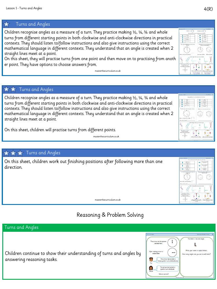 Properties of Shape - Turns and Angles - Worksheet