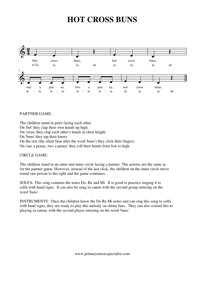 Pitch Year 3 Notations - Hot cross buns