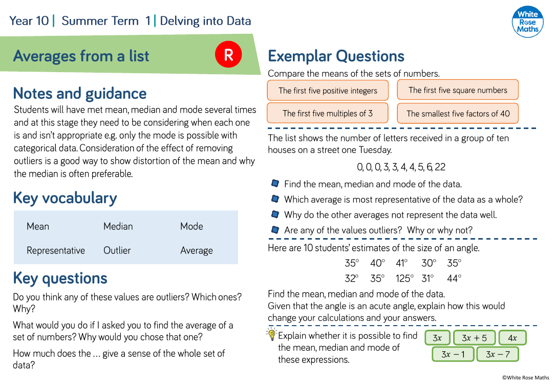 Averages from a list: Questions