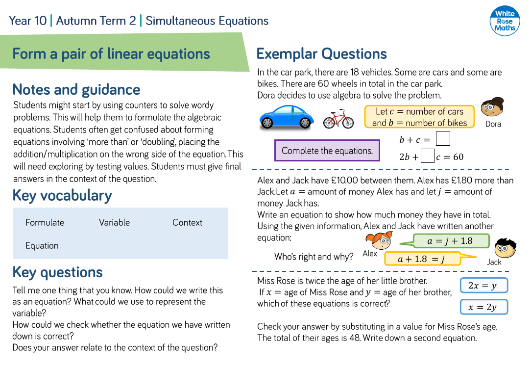 Form a pair of linear equations: Questions