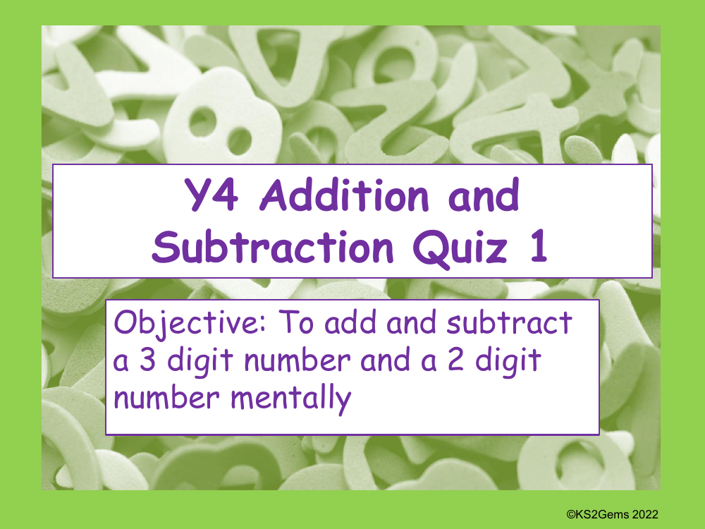 Addition and Subtraction Quiz 1