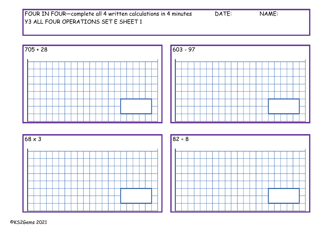 Four in Four - All Four Operations  Set E