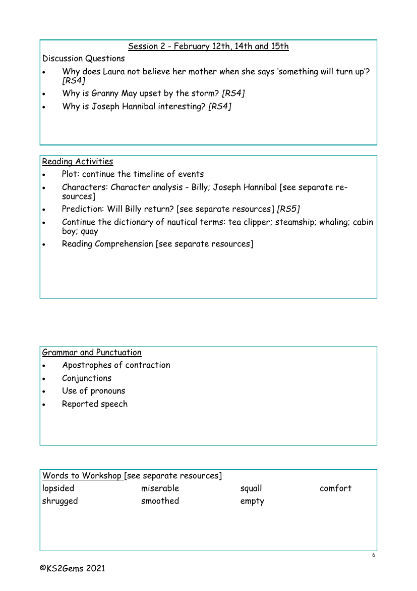 The Wreck of the Zanzibar - Session 2 - Worksheet