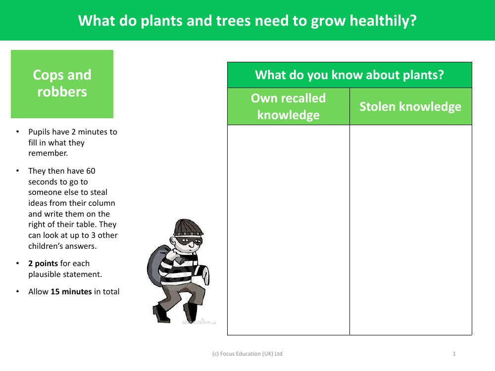 Cops and Robbers - What do you know about plants? - Plants - Year 2