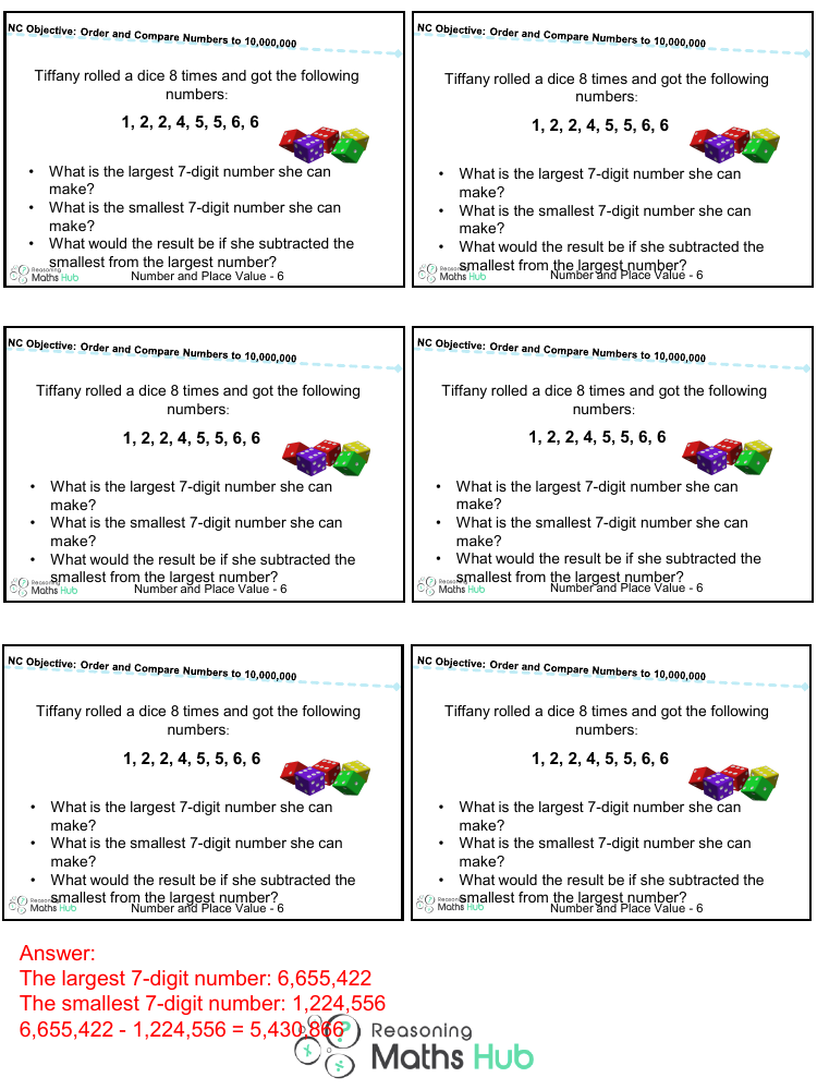 Order and Compare Numbers up to 10 Million 3 - Reasoning