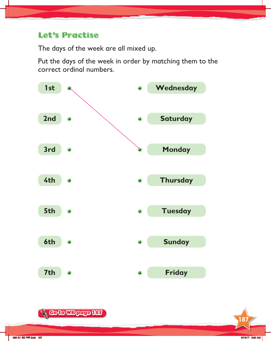 Max Maths, Year 1, Practice, Days of the week