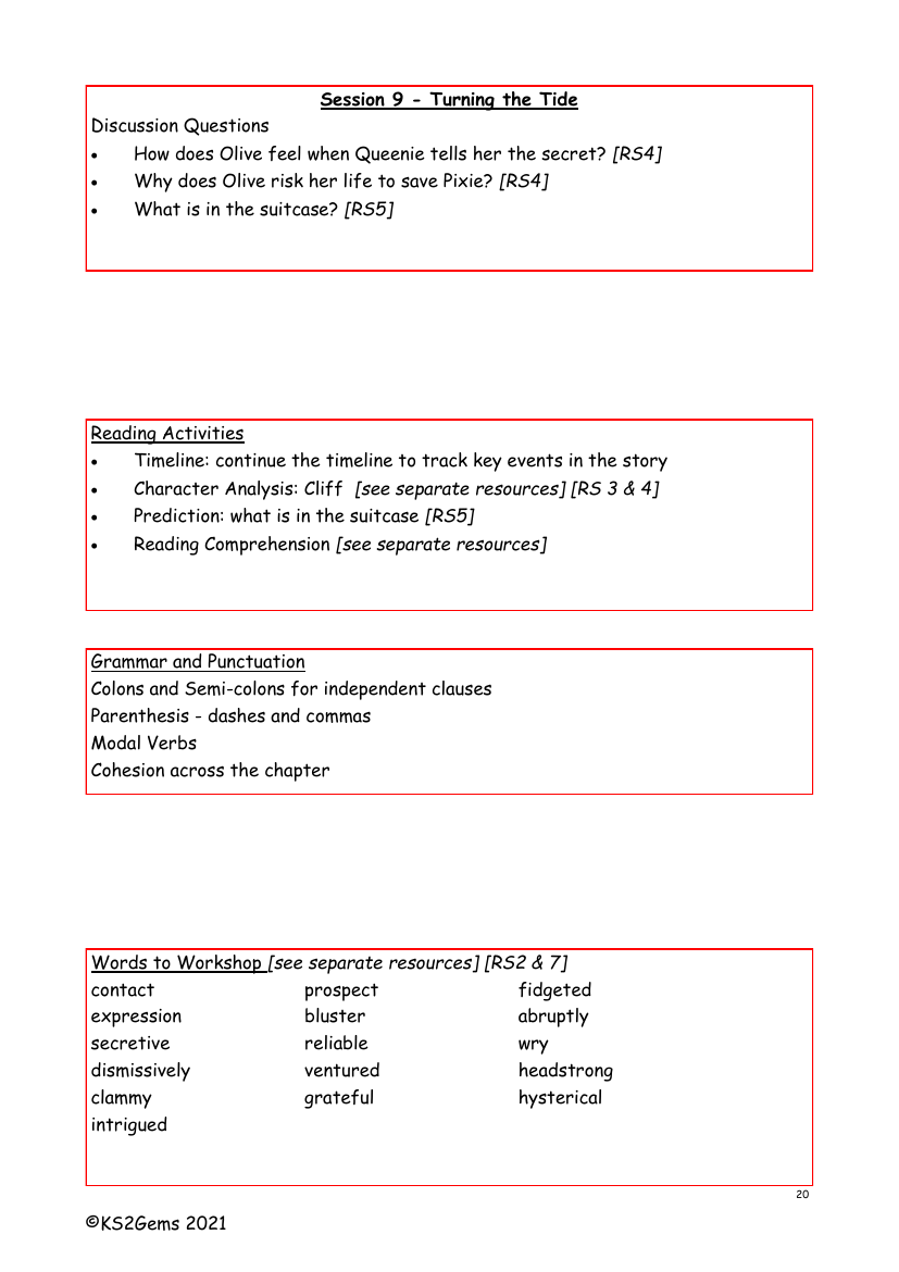 Letters from the Lighthouse - Session 9 - Worksheet