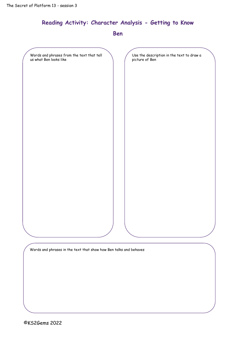 The Secret of Platform 13 - Session 3 - Character Analysis Ben
