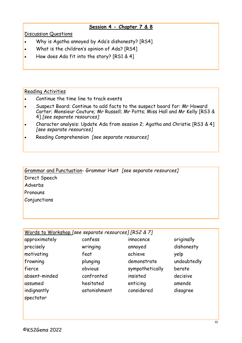 Tombful of Trouble - Session 4 - Worksheet