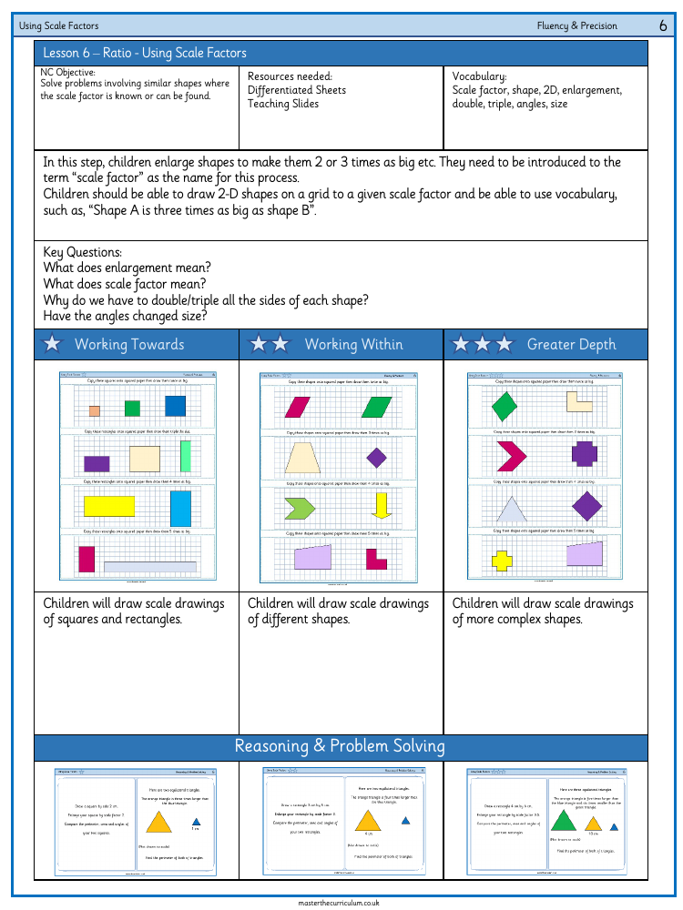 Ratio - Using Scale Factors - Worksheet