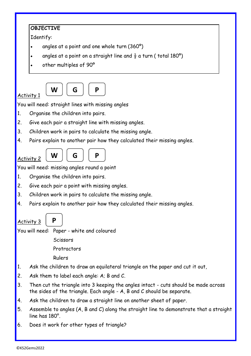 Multiples of 90 degrees worksheet