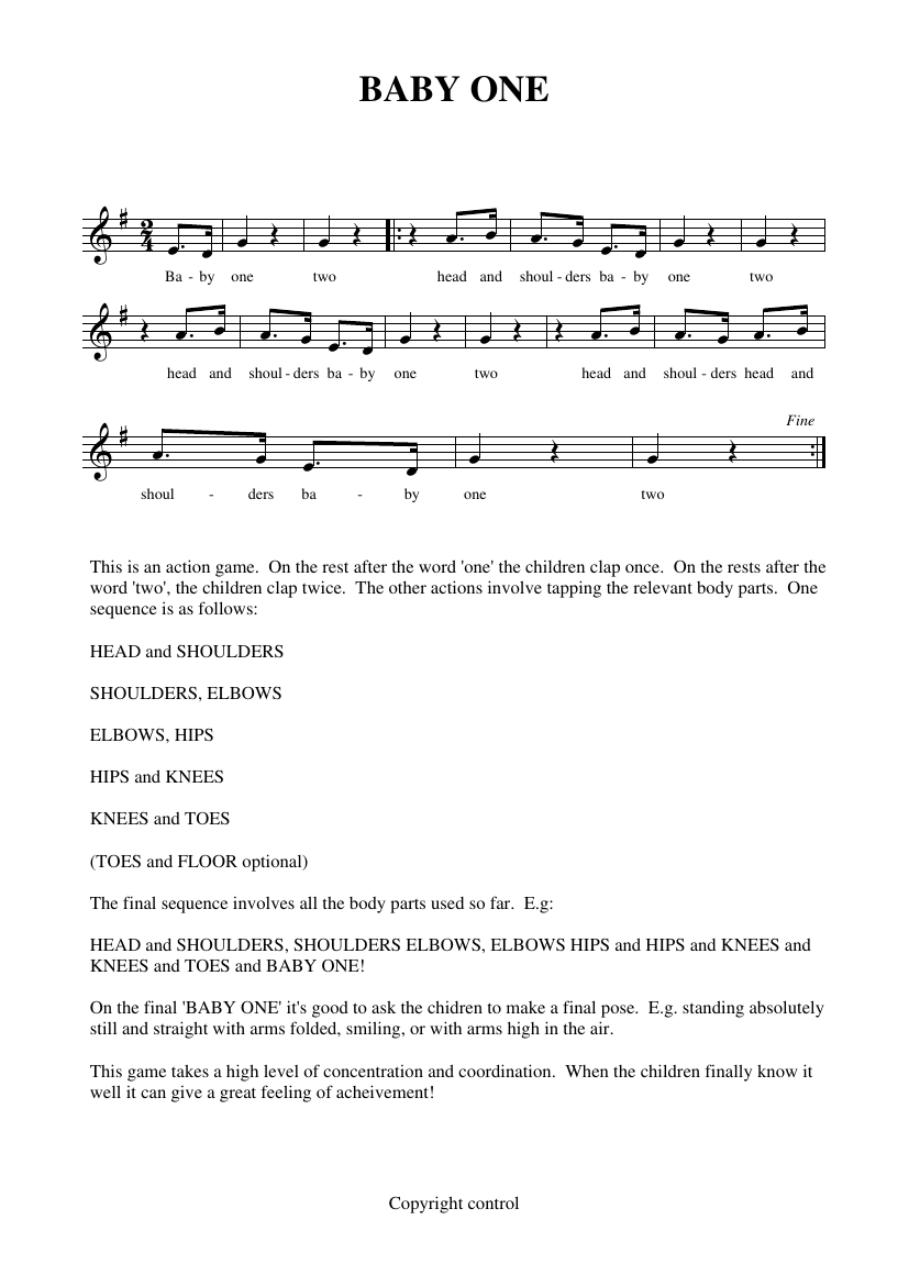 Rhythm and Pulse Year 6 Notations - Baby one