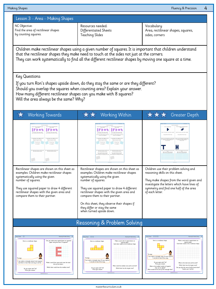 Area - Making Shapes - Worksheet