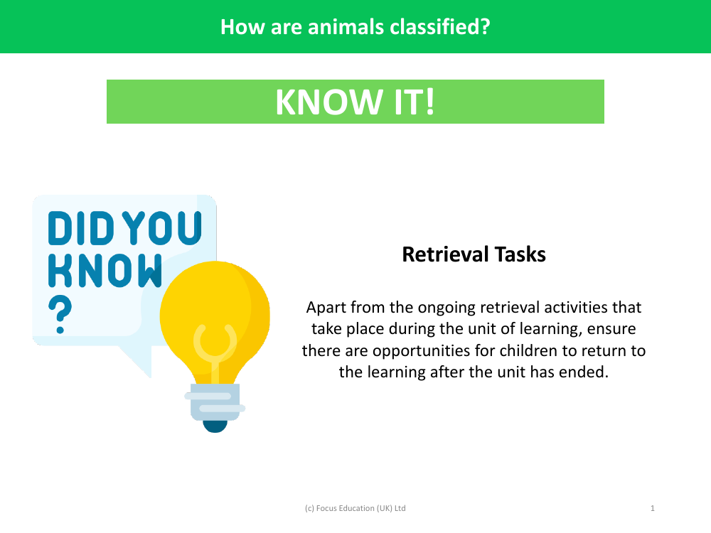Know it! - How are Animals Classified? - Year 1