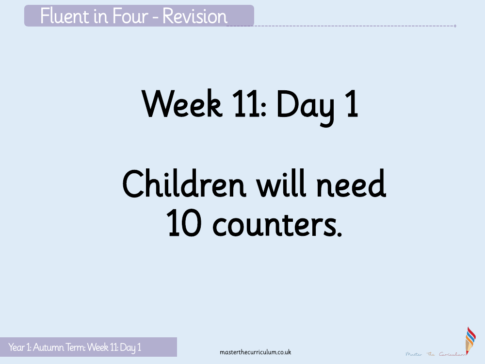 Place Value within 20 - Count and write numbers to 20 - Starter