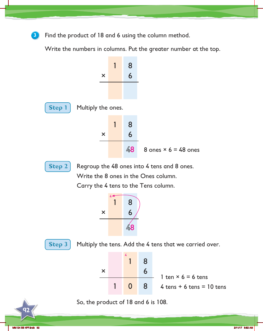 Max Maths, Year 4, Learn together, Multiplying 2-digit numbers with regrouping (4)