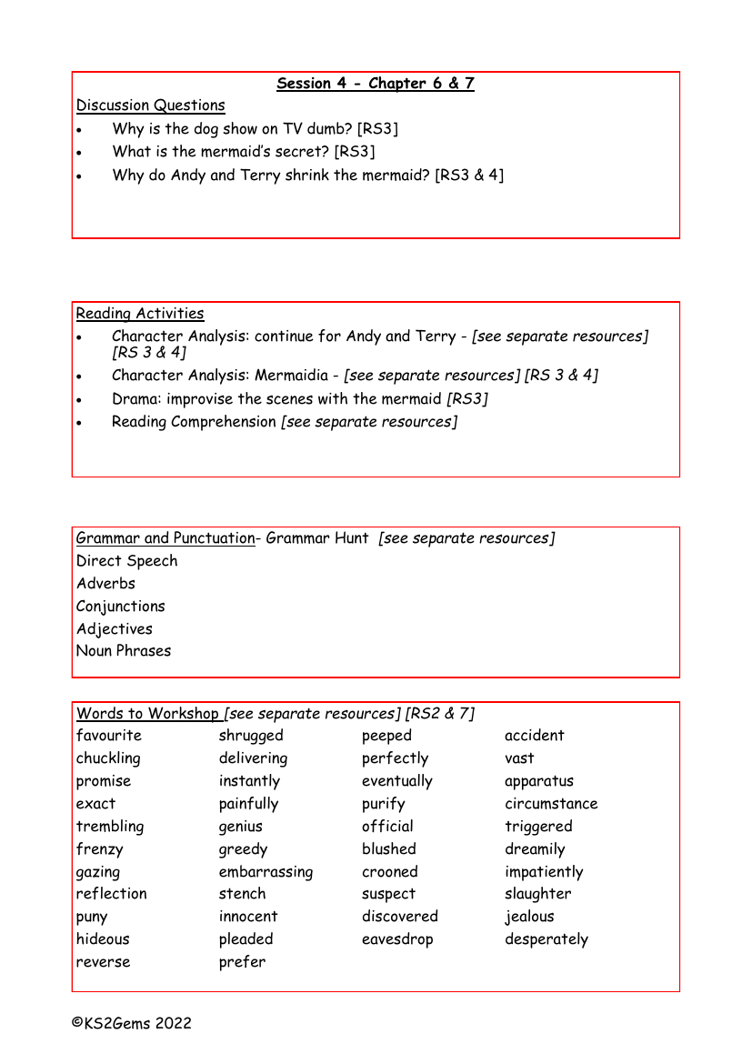 The 13-Storey Treehouse - Session 4 - Chapters 6 and 7 - Worksheet