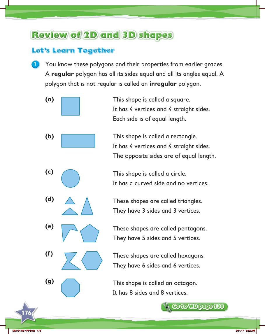 Max Maths, Year 4, Learn together, Review of 2D and 3D shapes (1)