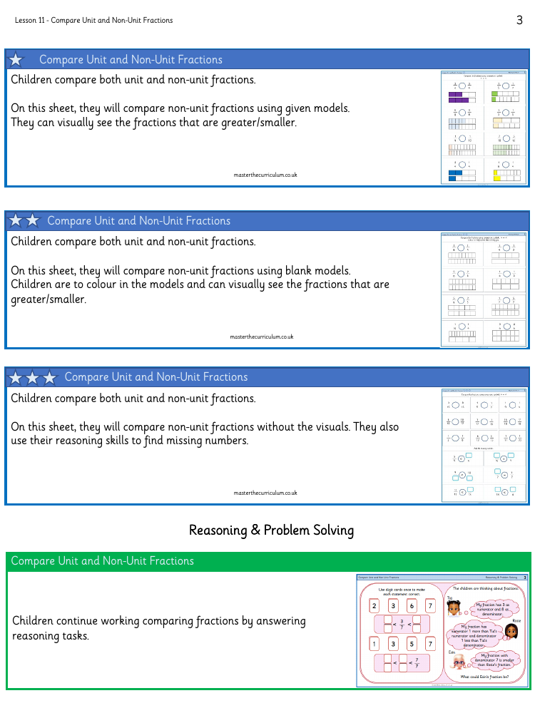 Fractions - Compare fractions - Worksheet