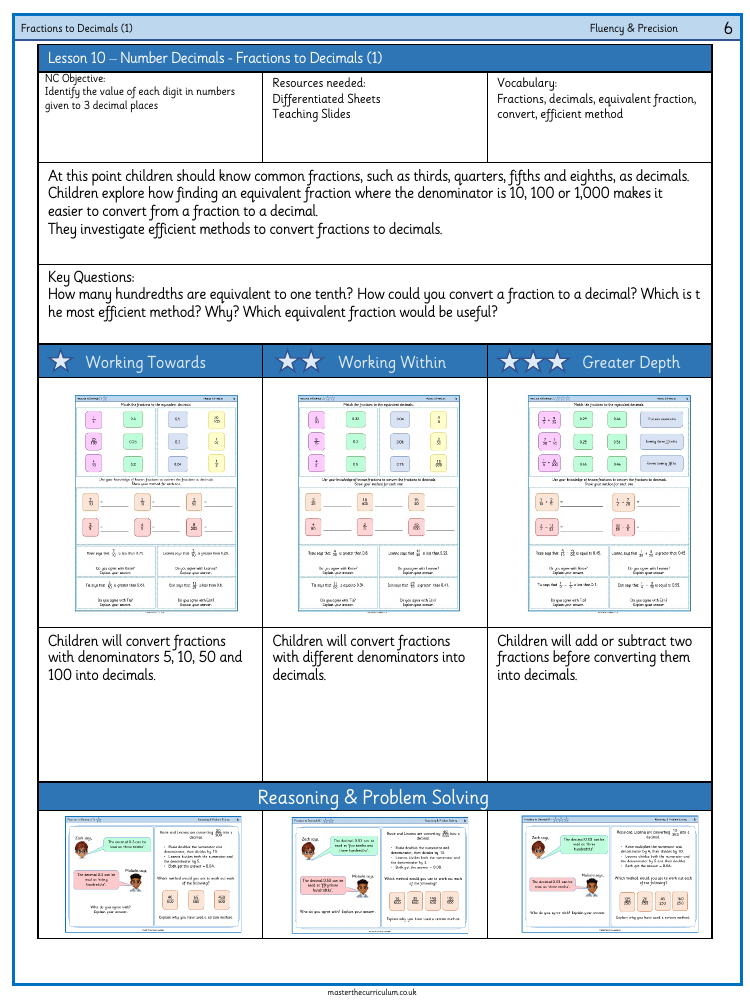 Decimal - Fractions to decimals (1)
 - Worksheet