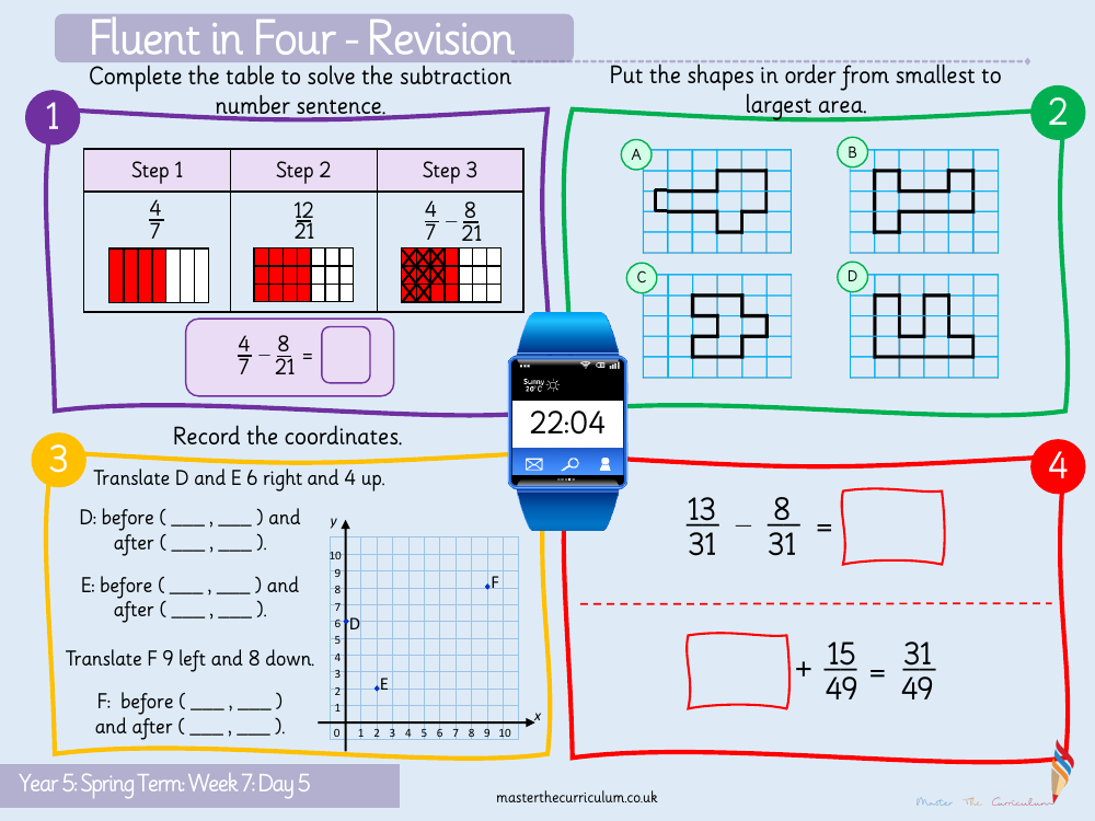 Fractions - Subtract Mixed Numbers - Starter