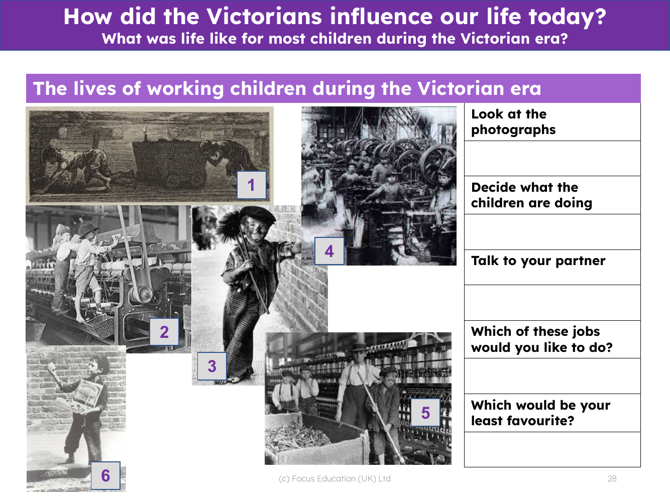 Lives of working children during the Victorian era - Worksheet