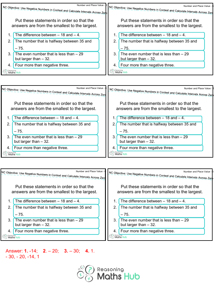 Use Negative Numbers In Context And Calculate Intervals Across Zero 7 ...