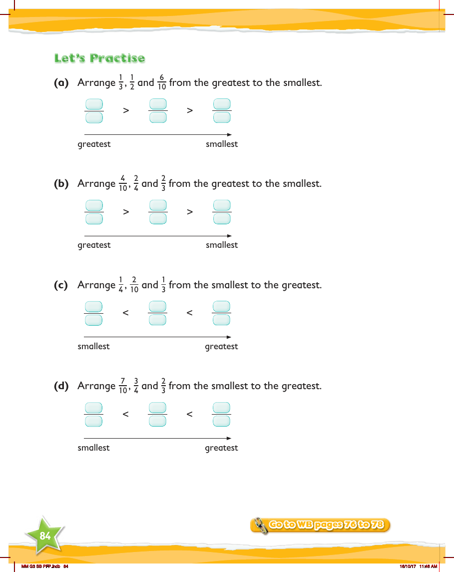 Max Maths, Year 3, Practice, Equivalent fractions