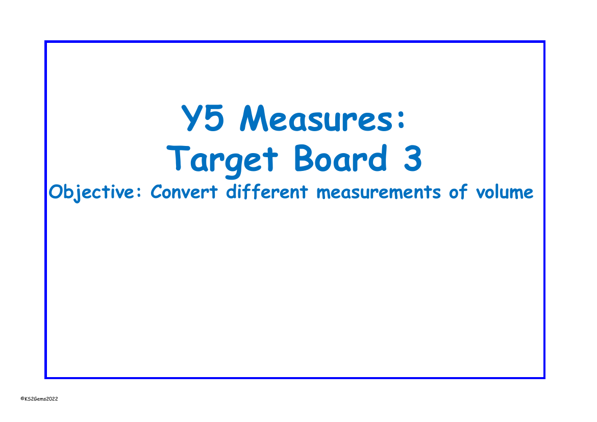 Converting units of volume Target Board