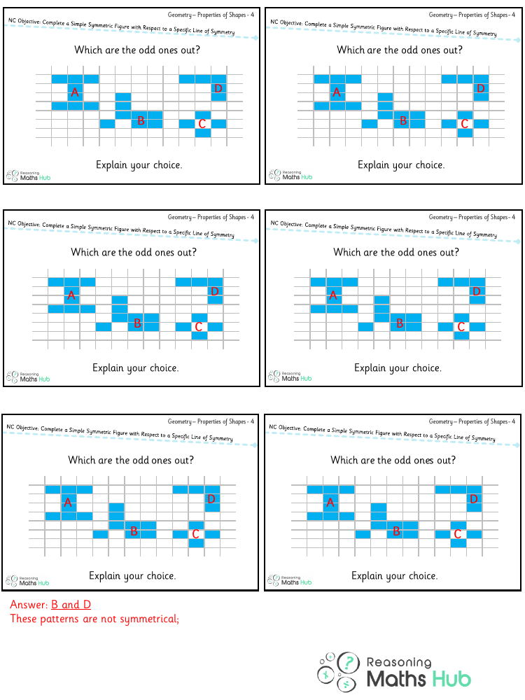 Complete a simple symmetric figure with respect to a specific line of symmetry 3 - Reasoning