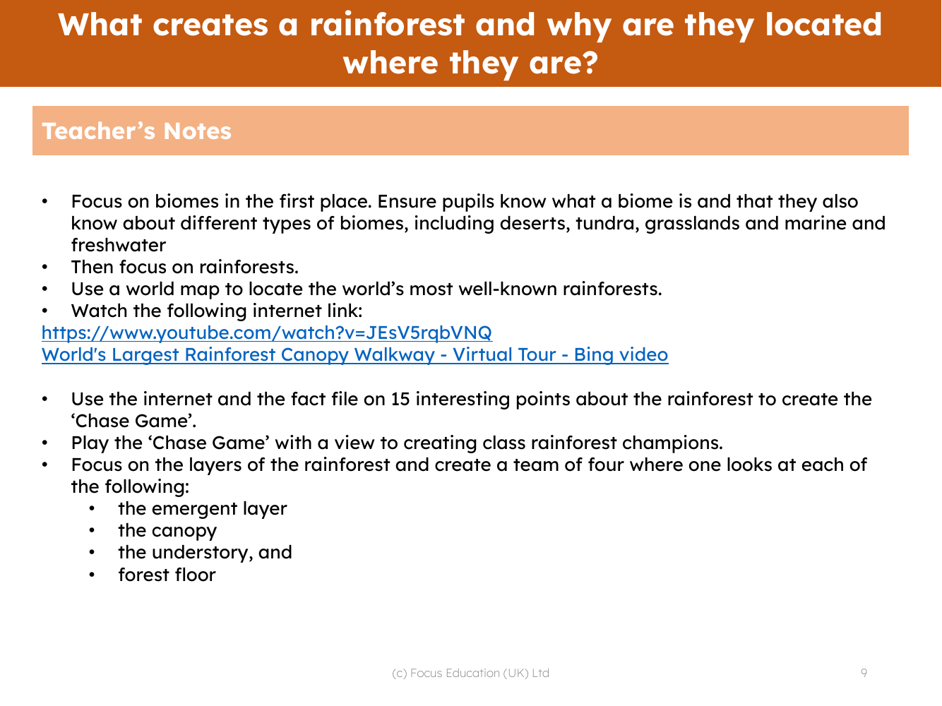 What are biomes and can a rainforest be described as one? - Teacher notes