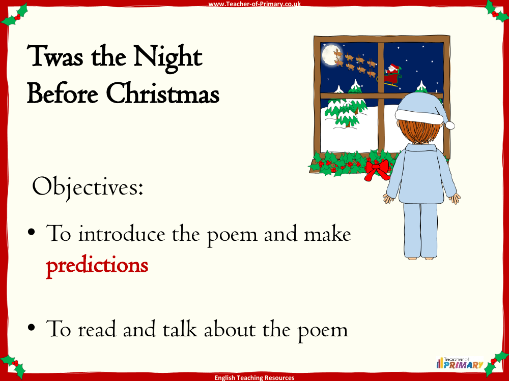 Twas the Night Before Christmas Lesson 1 PowerPoint English