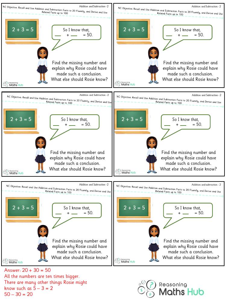 Recall and use addition and subtraction facts to 20 - Reasoning