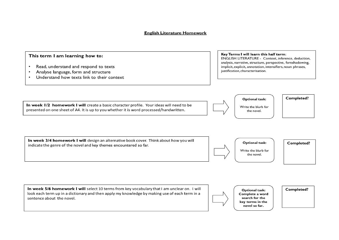 Cirque Du Freak - Homework Planner Worksheet