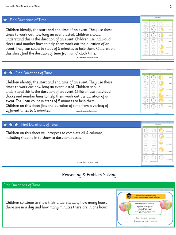 Time - Find durations of time - Worksheet