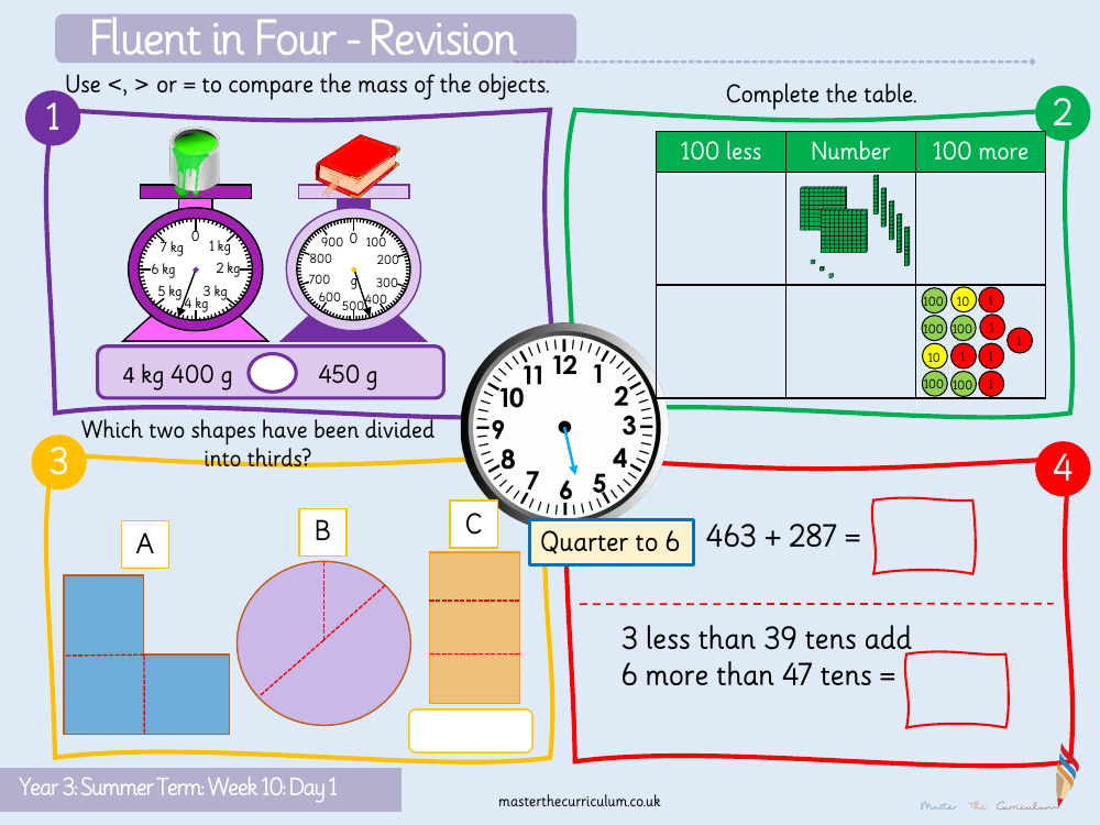 Mass and capacity - Add and subtract mass - Starter