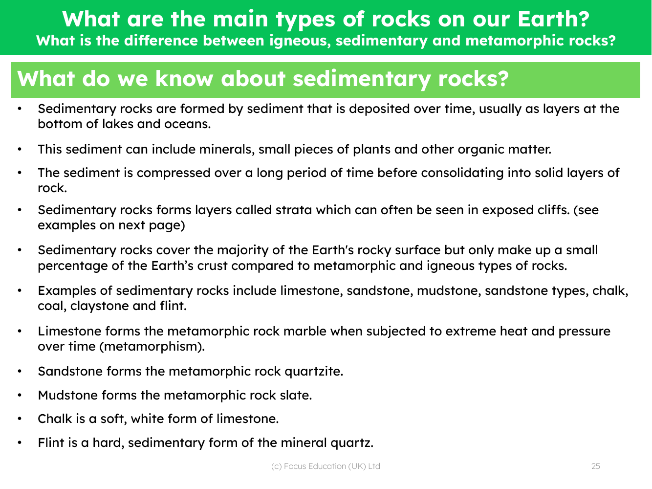 Sedimentary rocks - Info pack