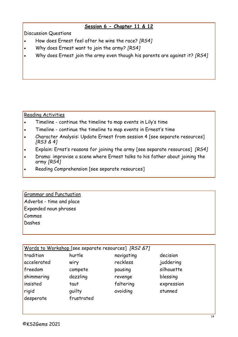 Armistice Runner - Session 6 - Worksheet