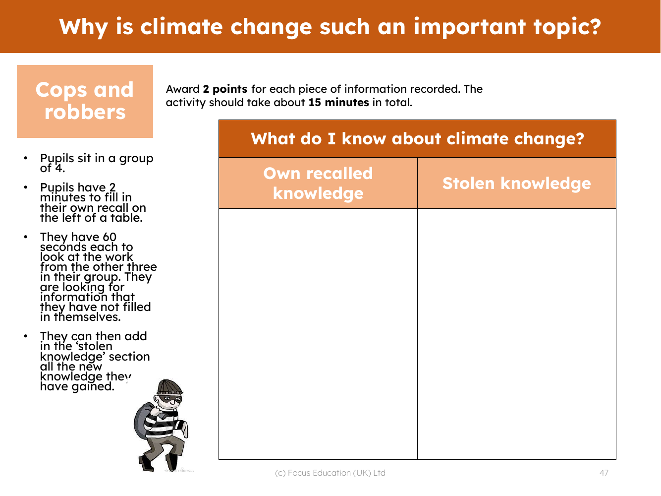 Cops and robbers - What do I know about climate change? - worksheet