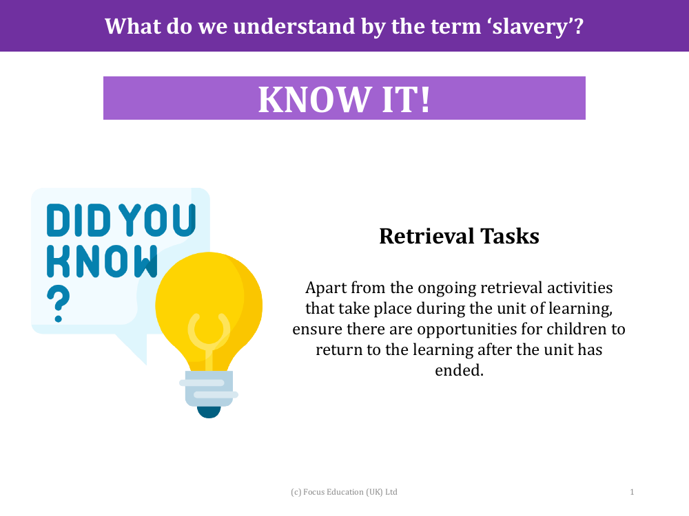 Know it! - Slavery - Year 5