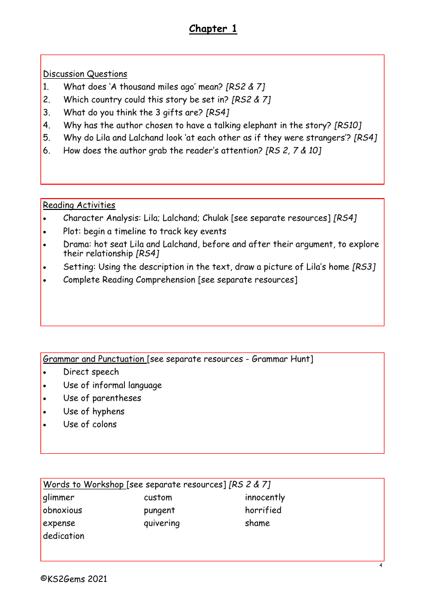 The Firework Maker's Daughter - Chapter 1 - Worksheet