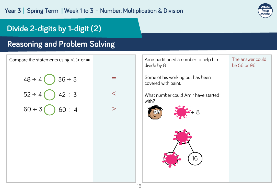 Divide 2-digits by 1-digit (2): Reasoning and Problem Solving